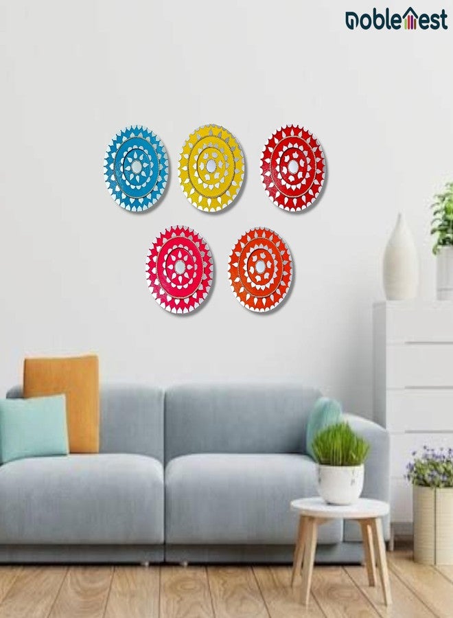 Noblenest Handmade Wall Hangings, Set of 5 Multicolor, Wall Plates for home decoration | Wall decor items for living room I Home Decor I Gift Items for home decoration (Navrang) - Image 4